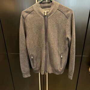 Raffi Cardigan Sweater Mens L Black Gray Full Zip Pockets SzM